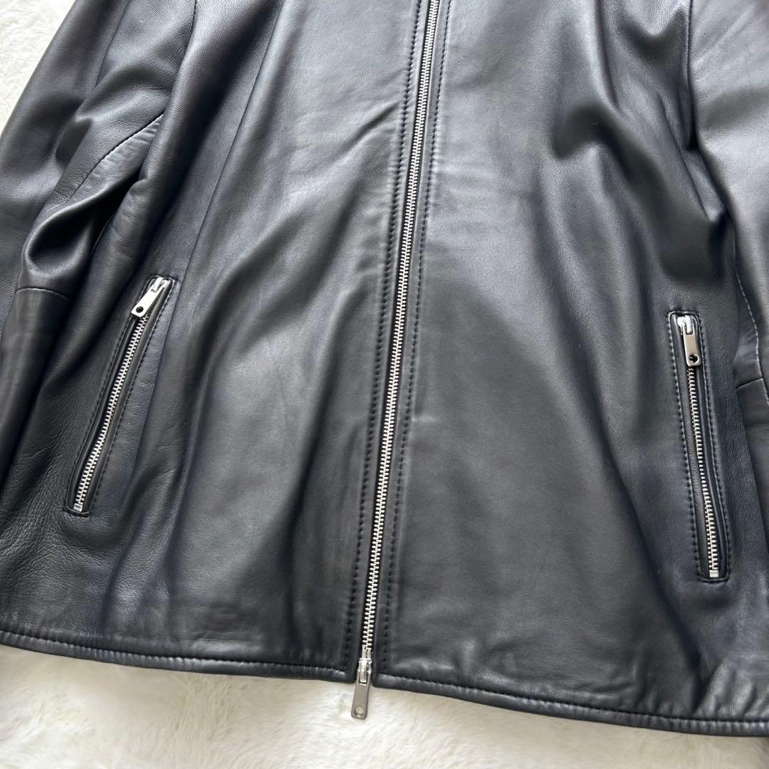 【美品 XL】UNITED TOKYO シングルライダースジャケット　羊革　黒