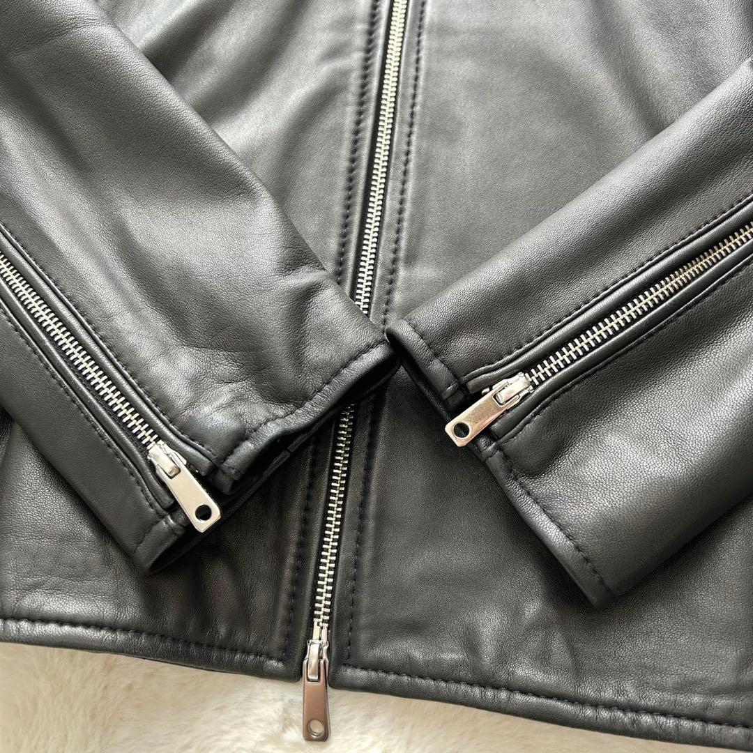 【美品 XL】UNITED TOKYO シングルライダースジャケット　羊革　黒