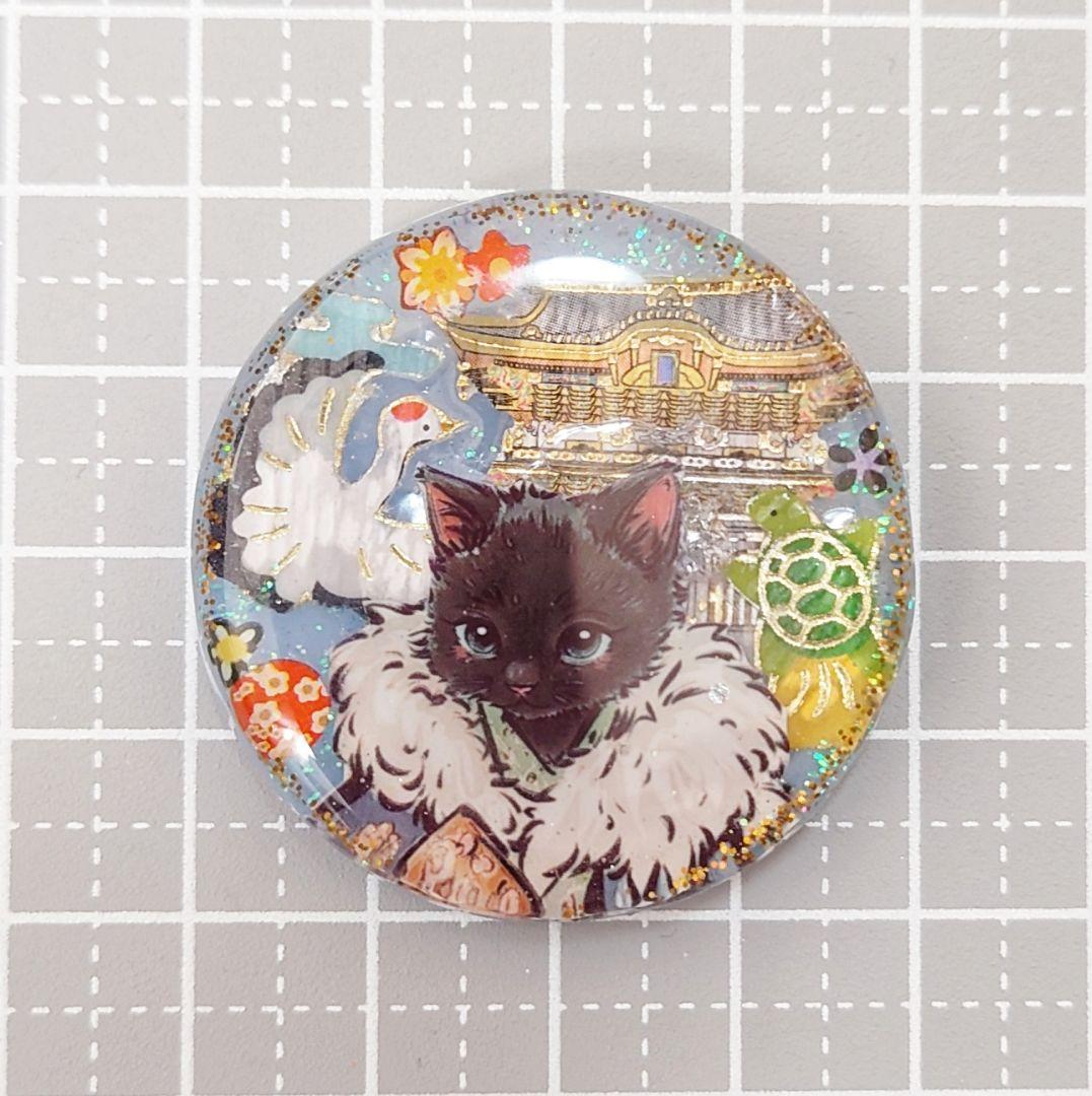 レジン　猫　ヘアゴム　ブローチ　ポニーフック　No.448