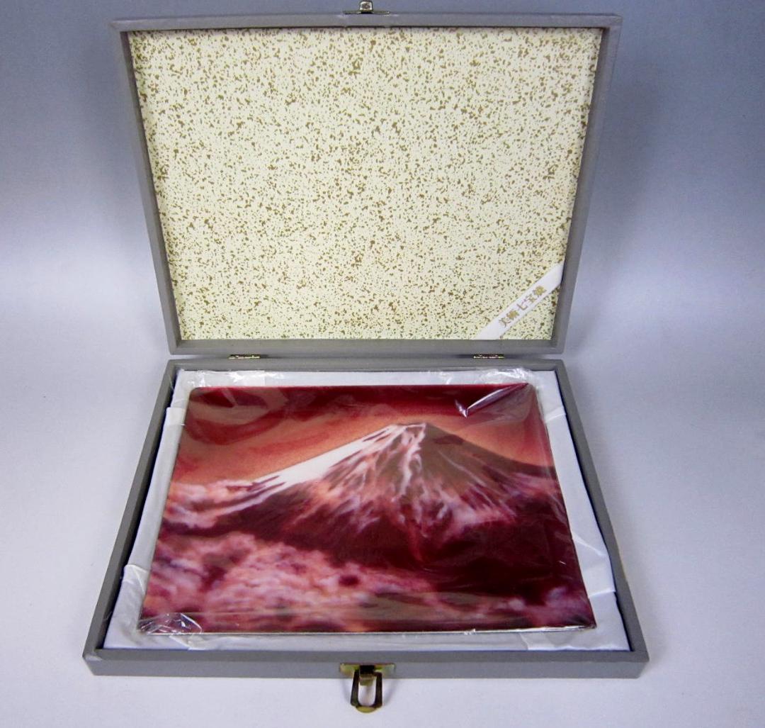 七宝焼　飾皿　赤富士 【新品・未使用】