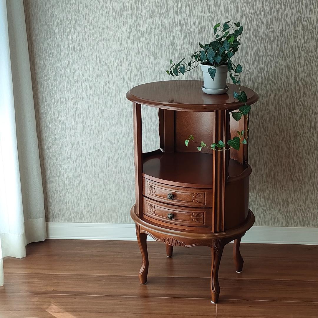 アンティーク　ラウンドキャビネット　猫脚　サイドテーブル