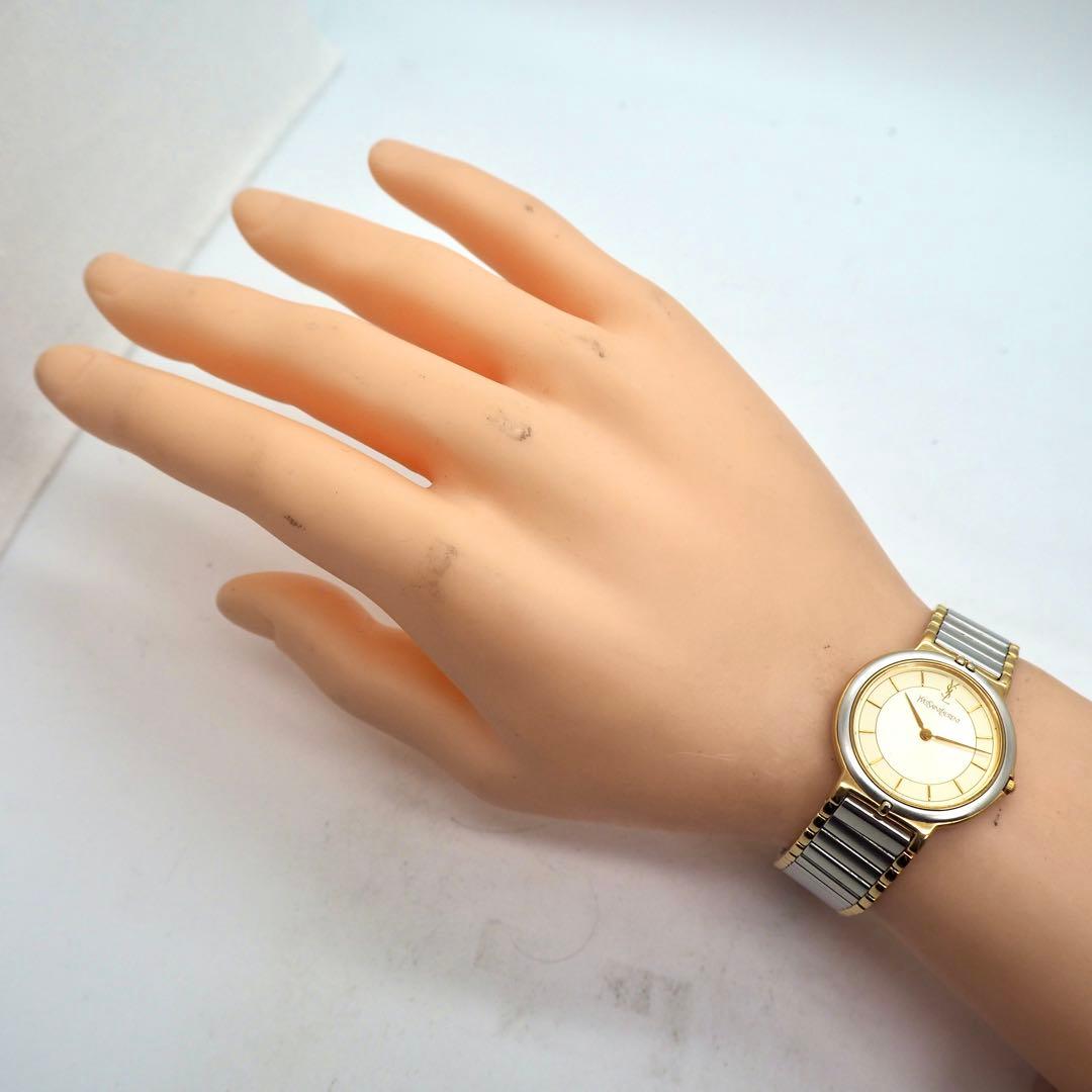 419 稼働【美品】イヴサンローラン時計　箱付き シルバー ゴールド レディース