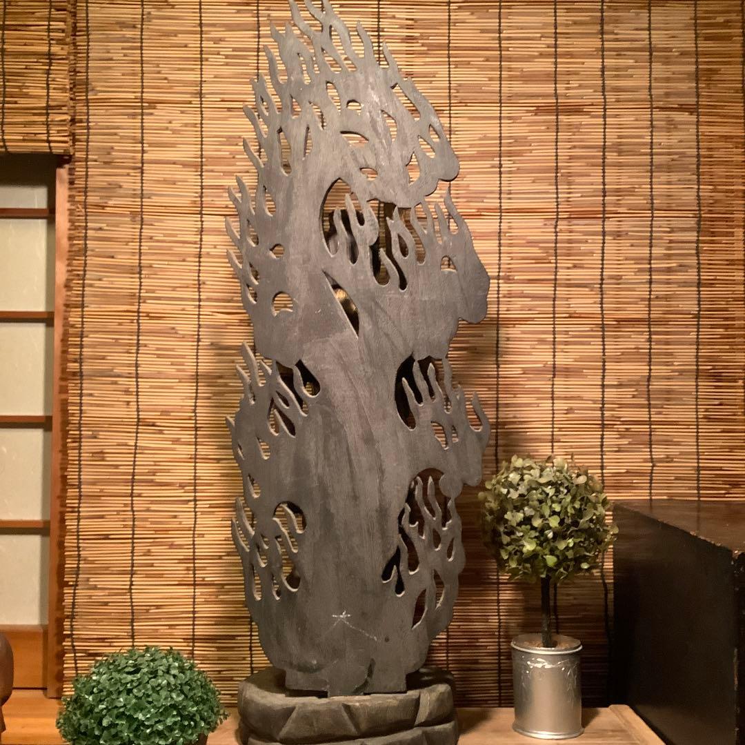 古玩・密教守護神「憤怒・不動明王」不動信仰・天地眼・神仏守護神・特大彩色木彫