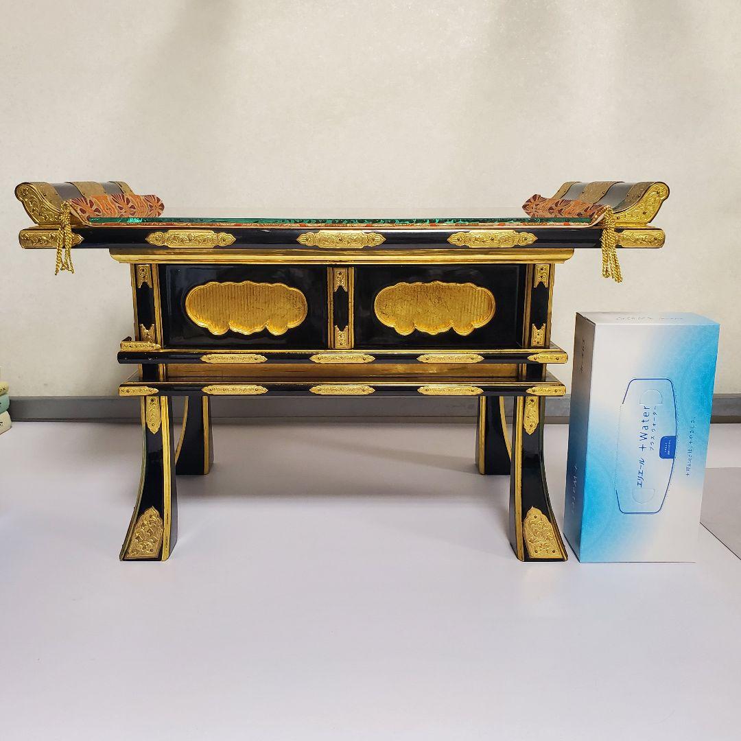 仏壇仏具　経机　木製品　漆塗り　純金　骨董