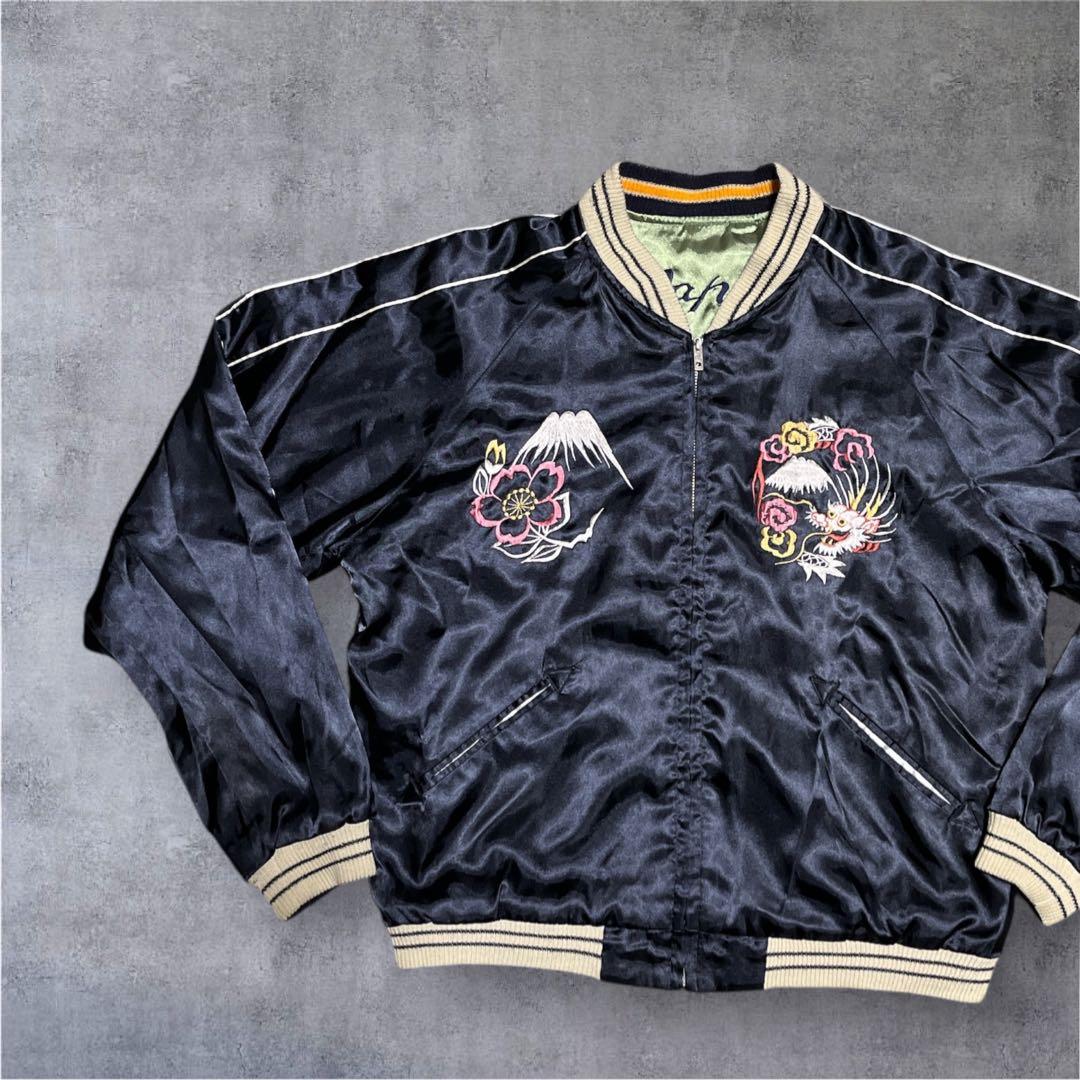 テーラー東洋 スカジャン 鷲　芸者　刺繍 スカジャン リバーシブル　L 漢