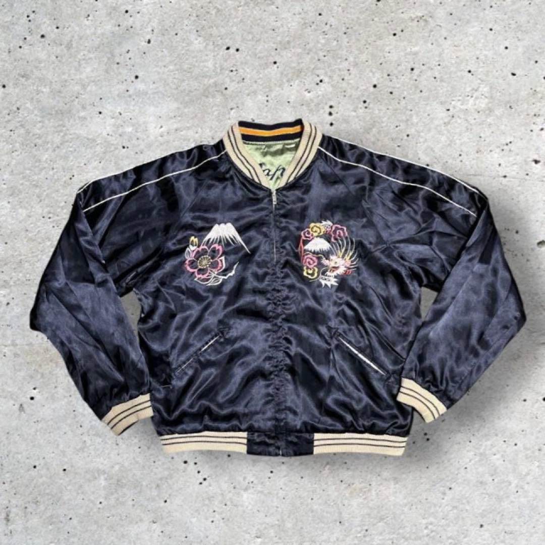 テーラー東洋 スカジャン 鷲　芸者　刺繍 スカジャン リバーシブル　L 漢