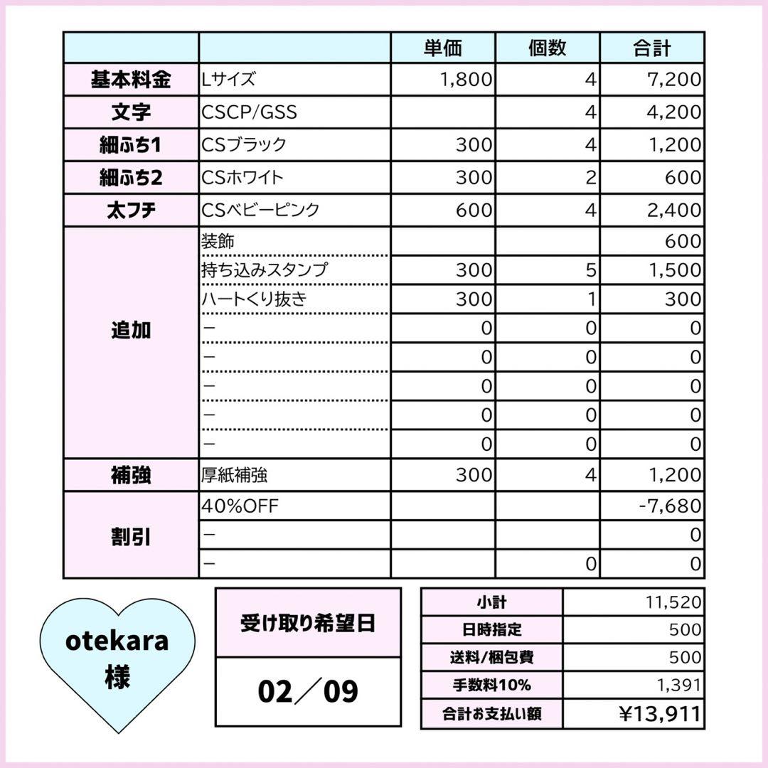 otekaraページ♡0209ネームボード うちわ文字 連結文字パネル
