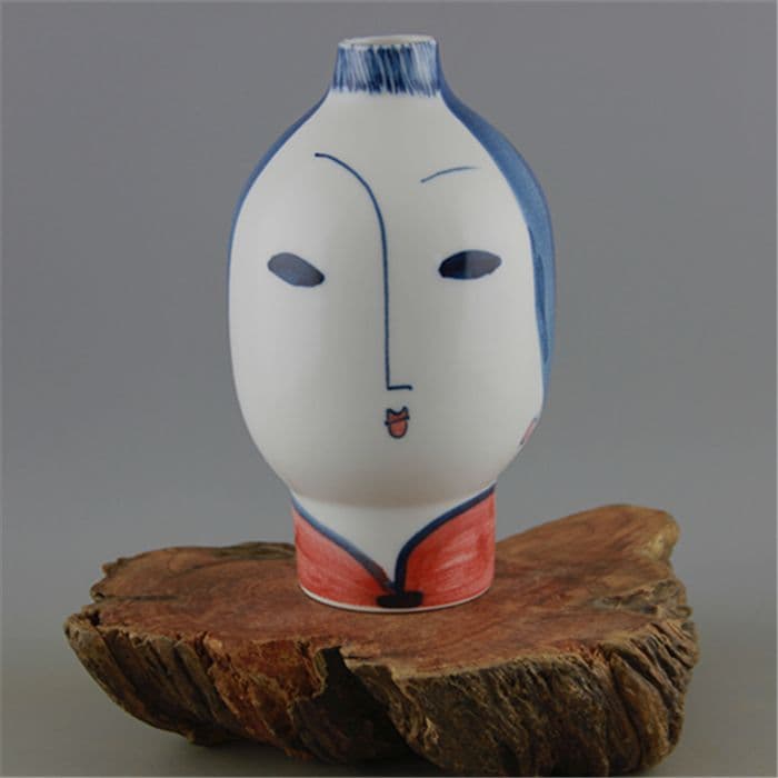 高白泥磁土美女型花瓶 景徳鎮 陶磁器 装飾品 工芸品美術品 置物