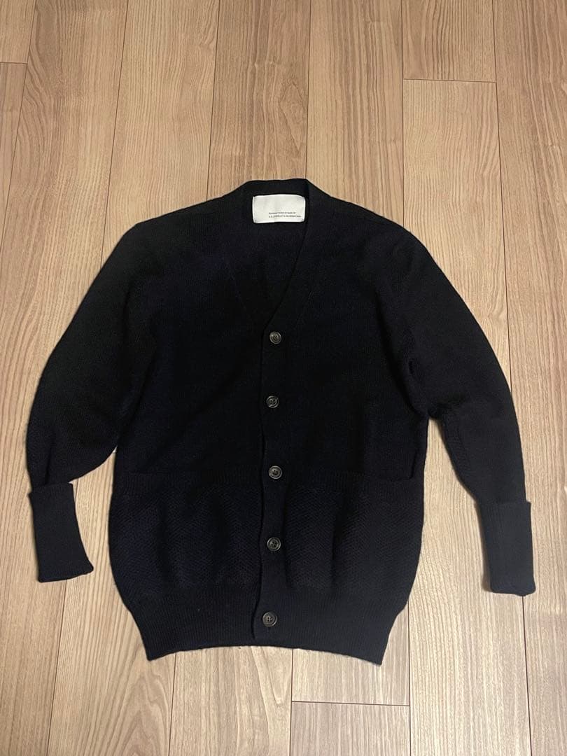 S.E.H. KELLY ダークネイビーカーディガン Sサイズ 手織　英国製