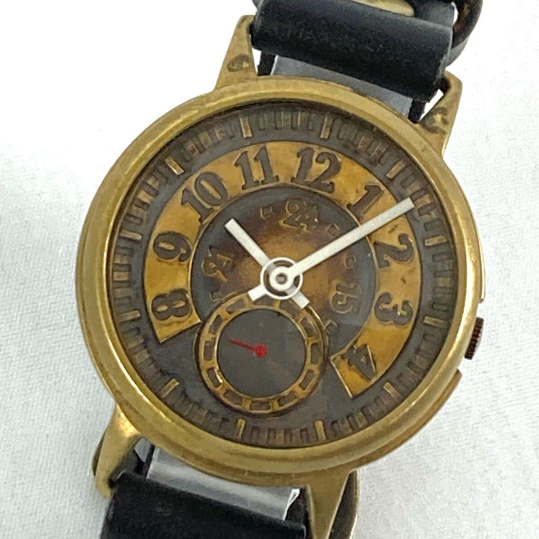 ハンドメイド アンティーク調 クオーツウォッチ スモールセコンド 腕時計