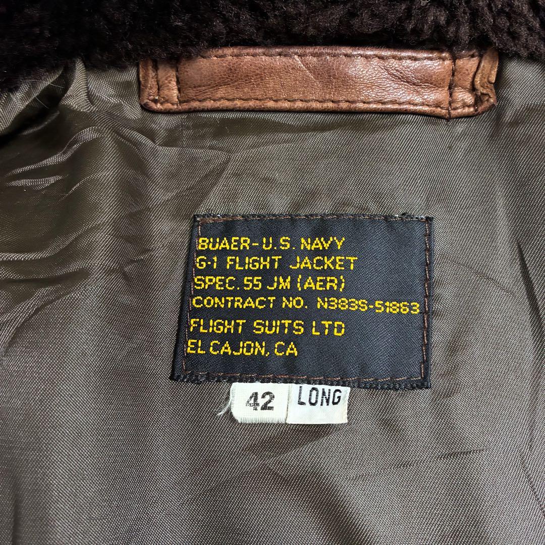 80s BUAER US NAVY G-1 レザー フライトジャケット 42