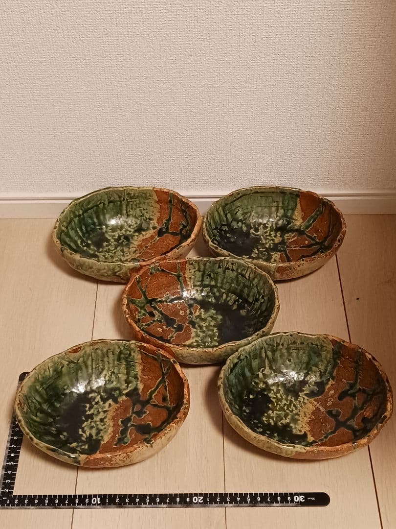 織部焼　佐藤和次　深鉢　皿　5点　老舗料亭　まとめ売り