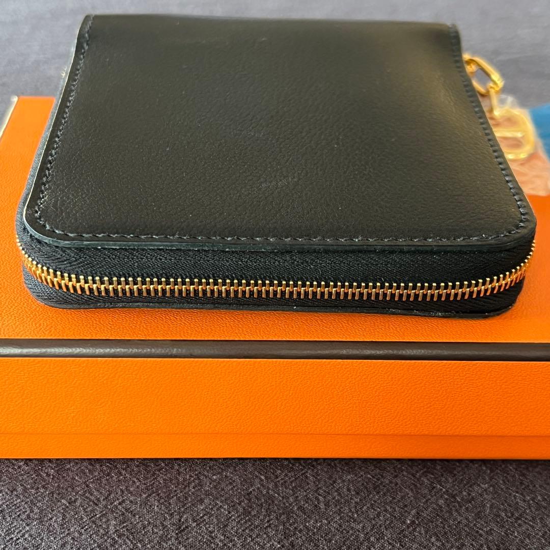 HERMES エルメス ジップアンゴーⅡ シェーヌダンクル 黒×ゴールド金具