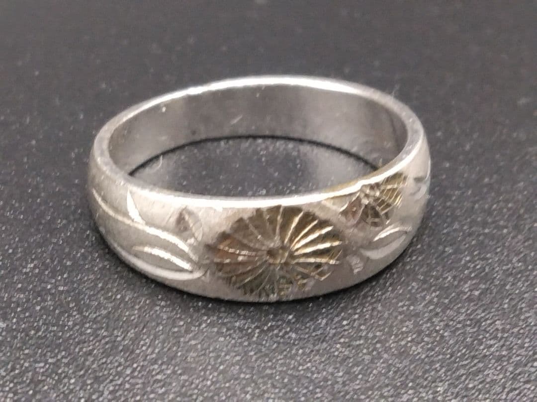 O*i様 【伝統工芸】日本 アンティーク 彫金 高彫 純銀 金張 指輪 ゴールド