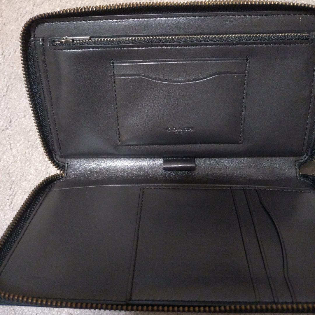 COACH 長財布 ラウンドファスナー長財布 シグネチャー柄 ブラック