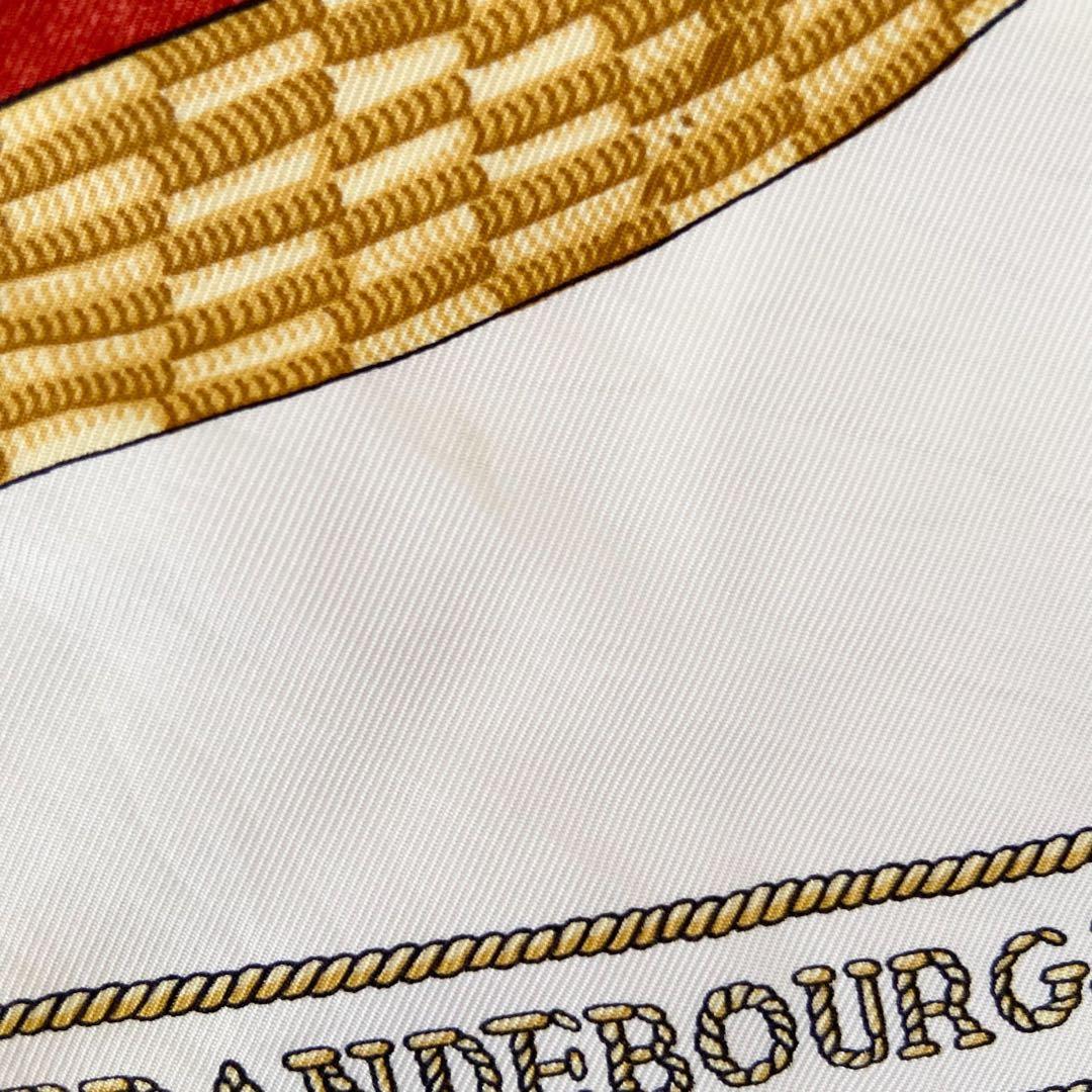 HERMES カレ90 ブランドブール カティラサム　赤×金緑 シルク100