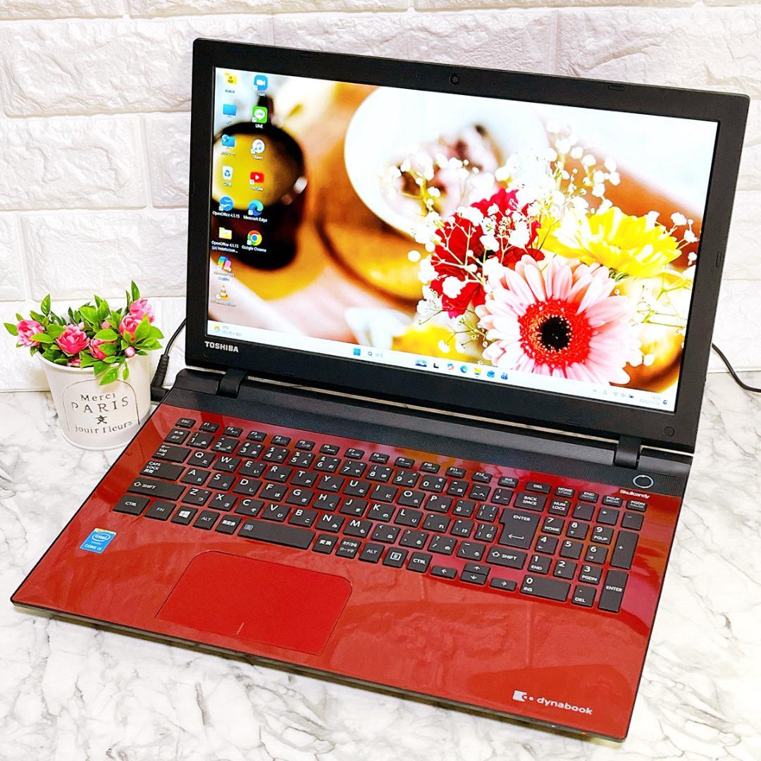 美品✨Windows11✨新品爆速SSD薄型ノートパソコン赤✨カメラ・オフィス付