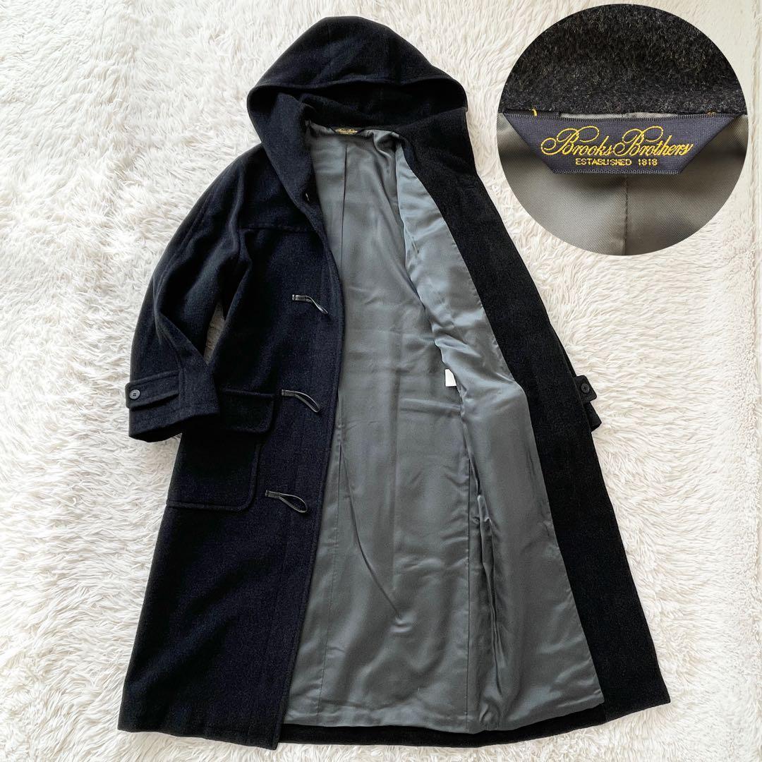 美品 ブルックスブラザーズ モヘア ダッフルコート ヘリンボーン ネイビー