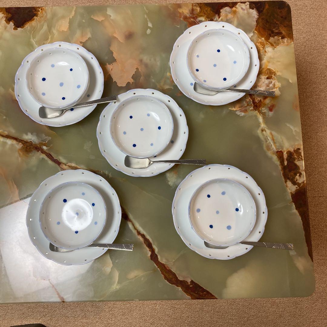 【たち吉】アイスクリームカップとソーサー5客とスプーン