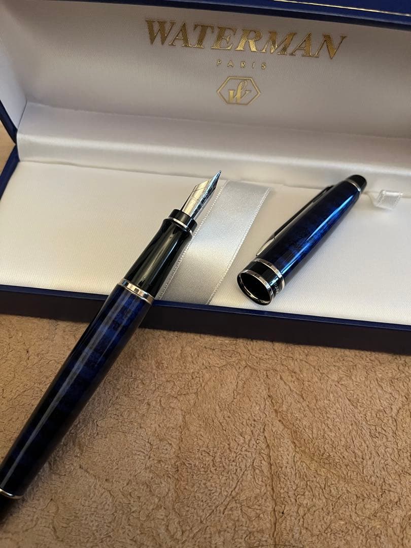 WATERMAN 万年筆 青 ストライプデザイン