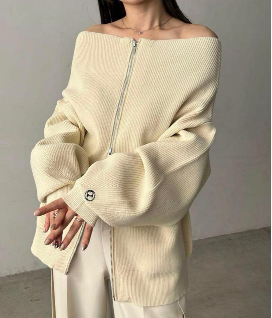 C.L Wジップボートネックニット カプリシュレマージュ