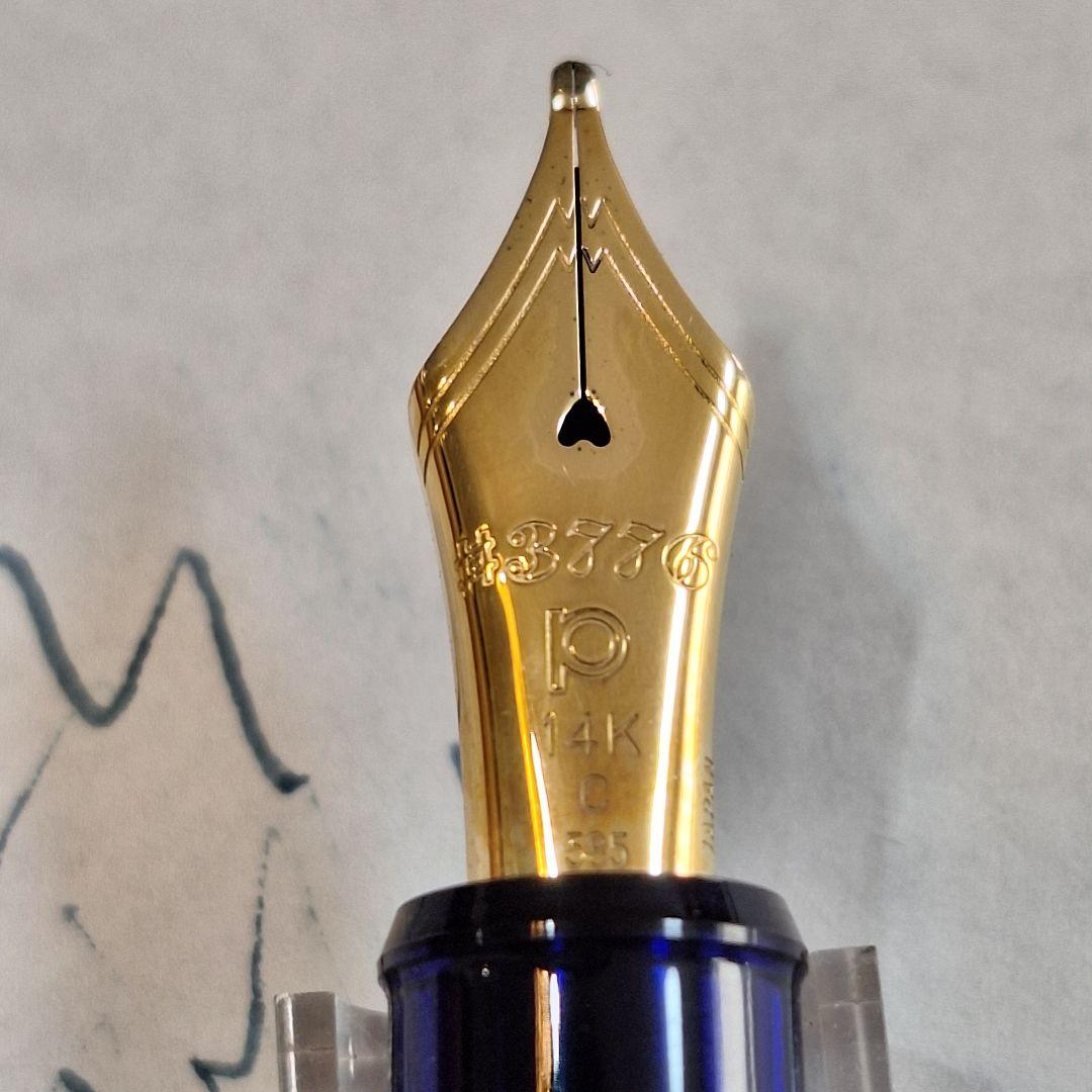 インク出ません 極太14金 万年筆 シャルトルブルー