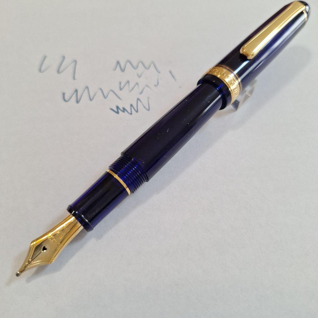 インク出ません 極太14金 万年筆 シャルトルブルー