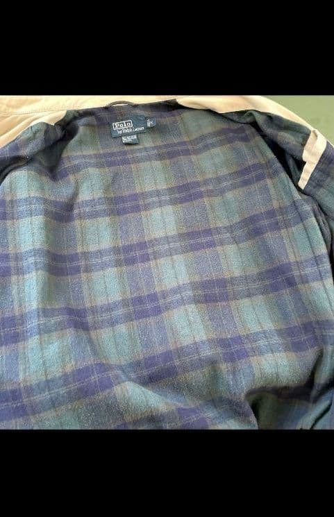 ラルフローレン　スイングトップ　短丈　襟コーデュロイ　ベージュ　裏地チェック