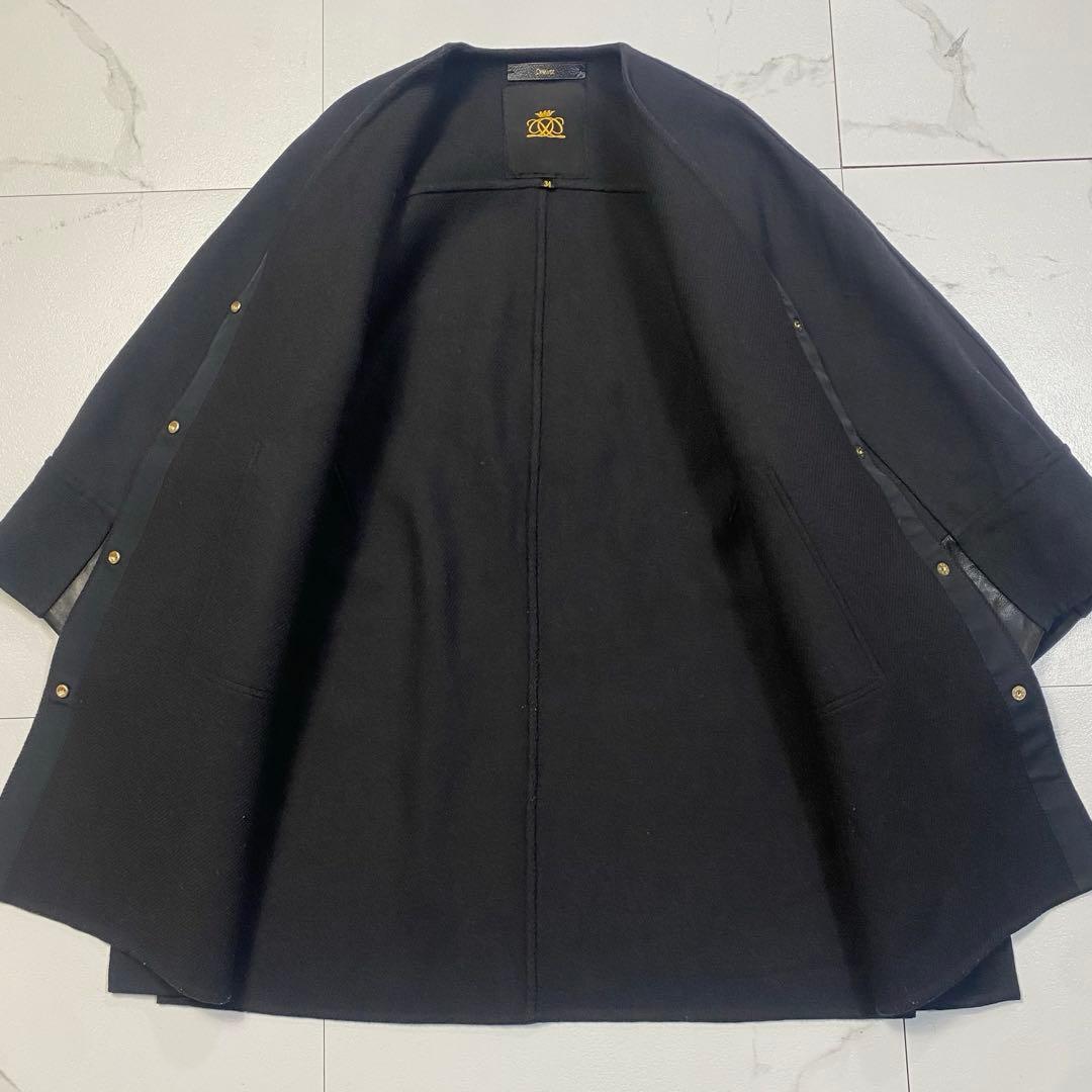 ドゥロワー ロングコート 羊革 ドッキング 2021AW ネイビー 34