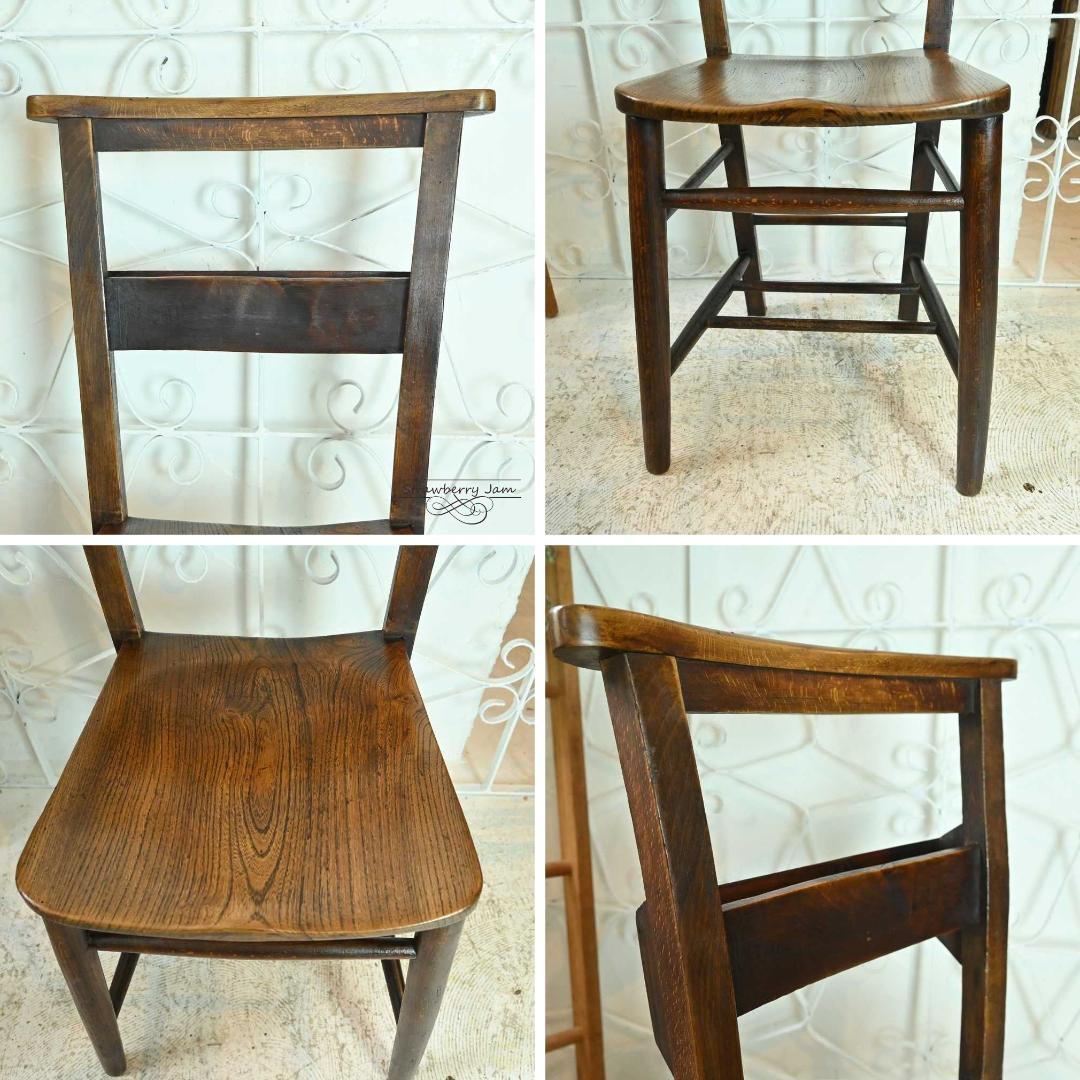 L3705-17-4 英国アンティーク チャーチチェア ダイニングチェア 教会