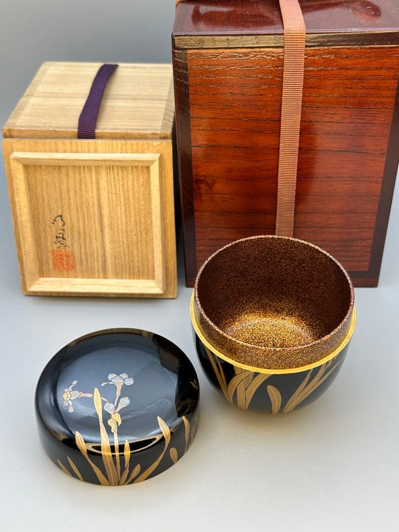 茶道具　棗　三浦明峰　水仙蒔絵