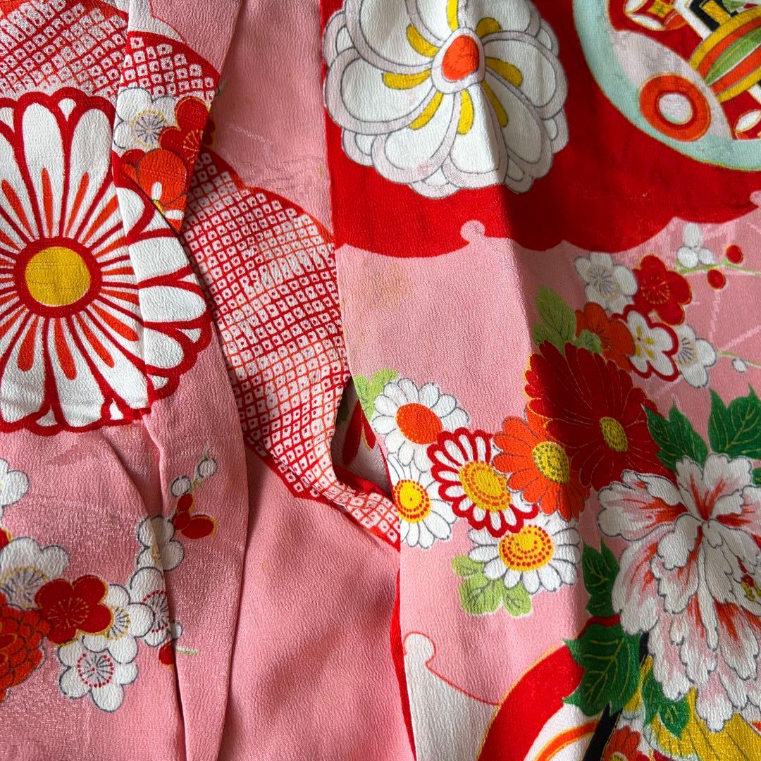 子供　アンティーク　着物　七五三 ピンク