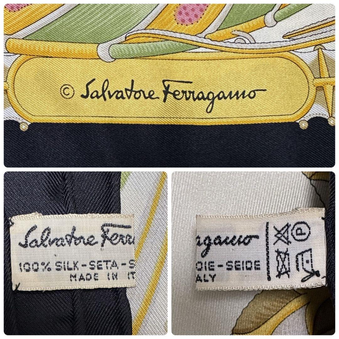 【極美品】フェラガモ シルク イタリア製 熱帯魚 大判スカーフ ストール