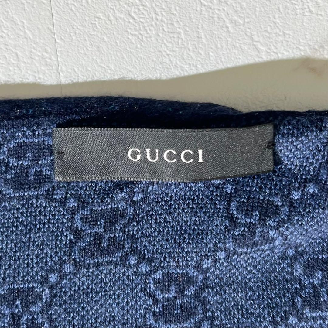 Gucci GG シェリーライン マフラー リバーシブル ロゴ シグネチャー 青