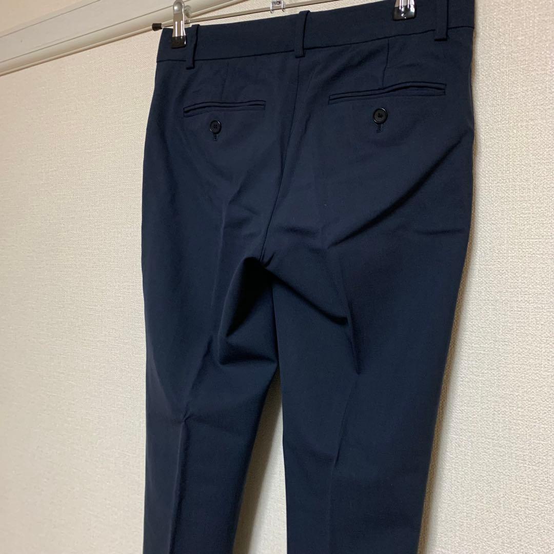 【人気】セオリー　ネイビー　ノーカラー　S セット　パンツスーツ　背抜き