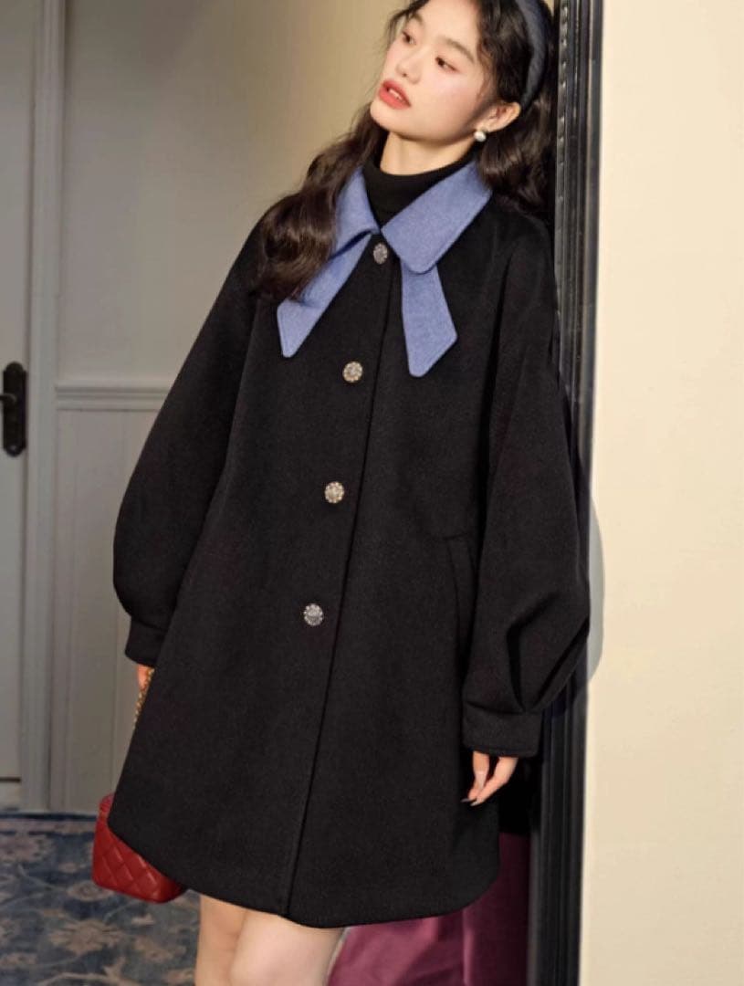 リボンカラーコート Sサイズ シンプル 綺麗 イイ女 冬アウター