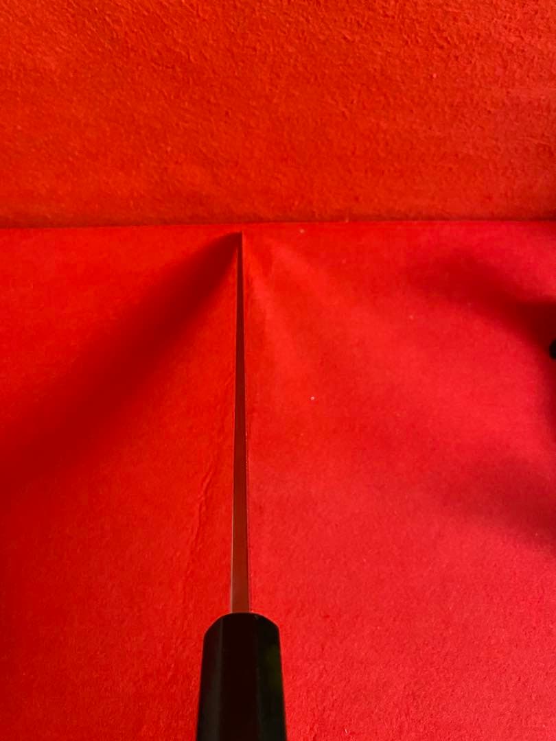 柳刃包丁 尺一　刺身包丁 鏡面仕上げ 黒檀黒水牛八角柄