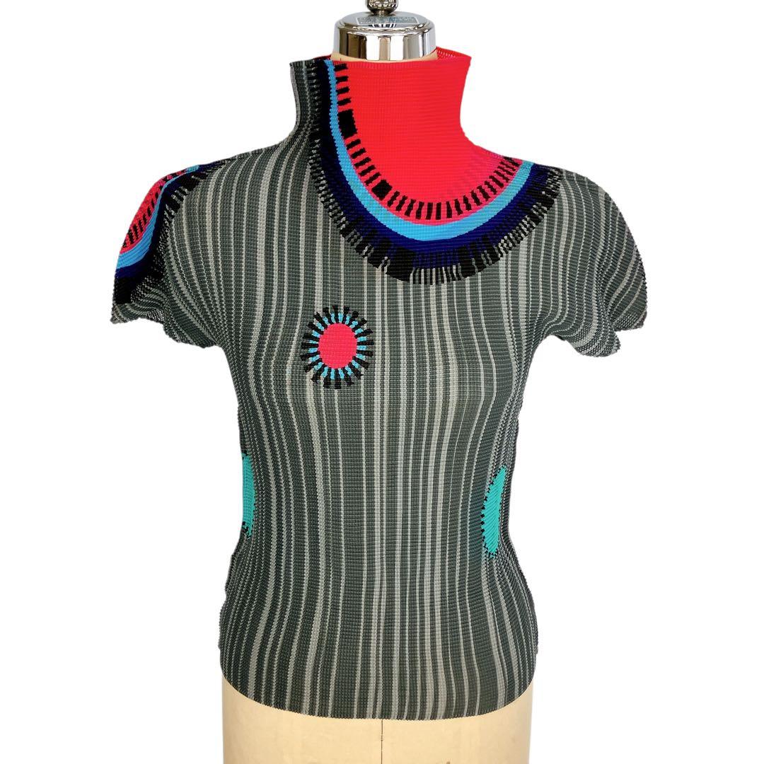 マカ39 超美品 ミーバイイッセイミヤケ 半袖ブラウス トップス ハイネック