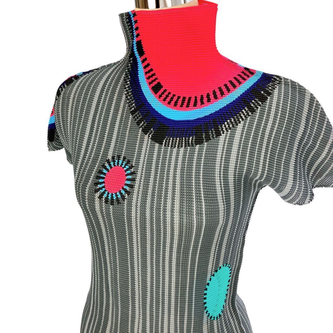 マカ39 超美品 ミーバイイッセイミヤケ 半袖ブラウス トップス ハイネック