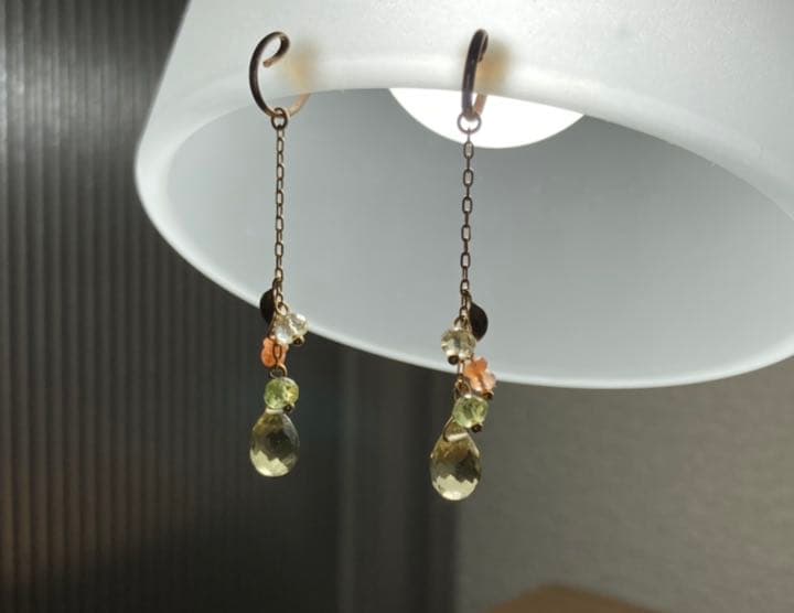 テイクアップ　ピアスチャーム　グリーンクオーツ