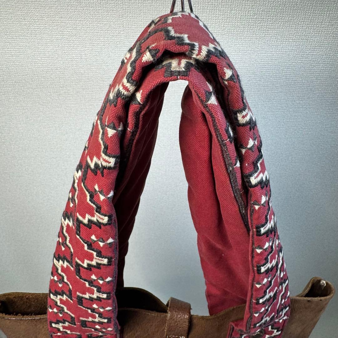 h*k様 KAPITAL レザー トートバッグ 刺繍ショルダー ブラウン