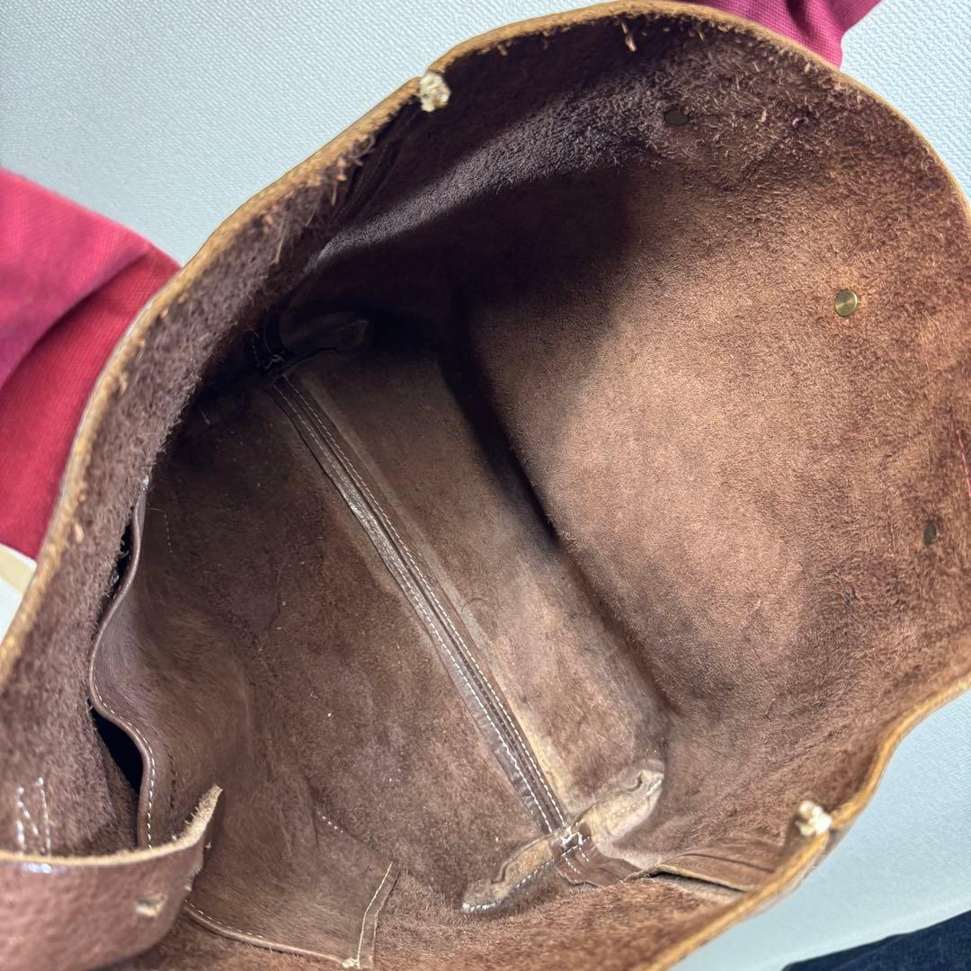 h*k様 KAPITAL レザー トートバッグ 刺繍ショルダー ブラウン