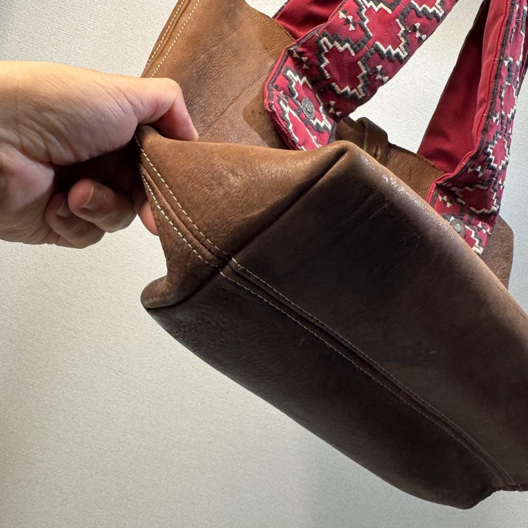 h*k様 KAPITAL レザー トートバッグ 刺繍ショルダー ブラウン