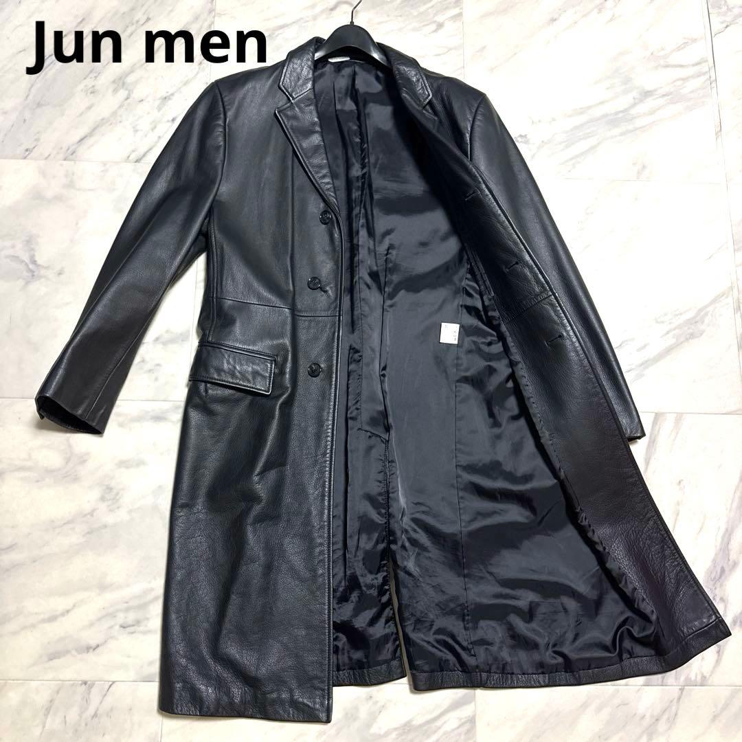 【極希少】本革 ブラック ロングコート AAJ-7917-B Aライン　メンズ