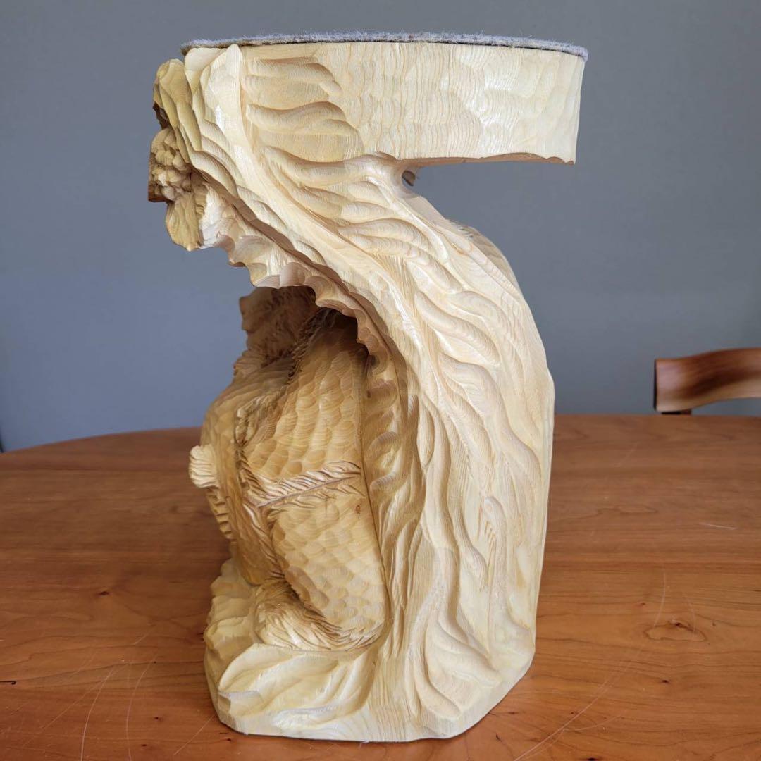 【匿名発送】木彫りの熊　親子熊　木工品　工芸品　置物　熊2匹　電話台　未使用