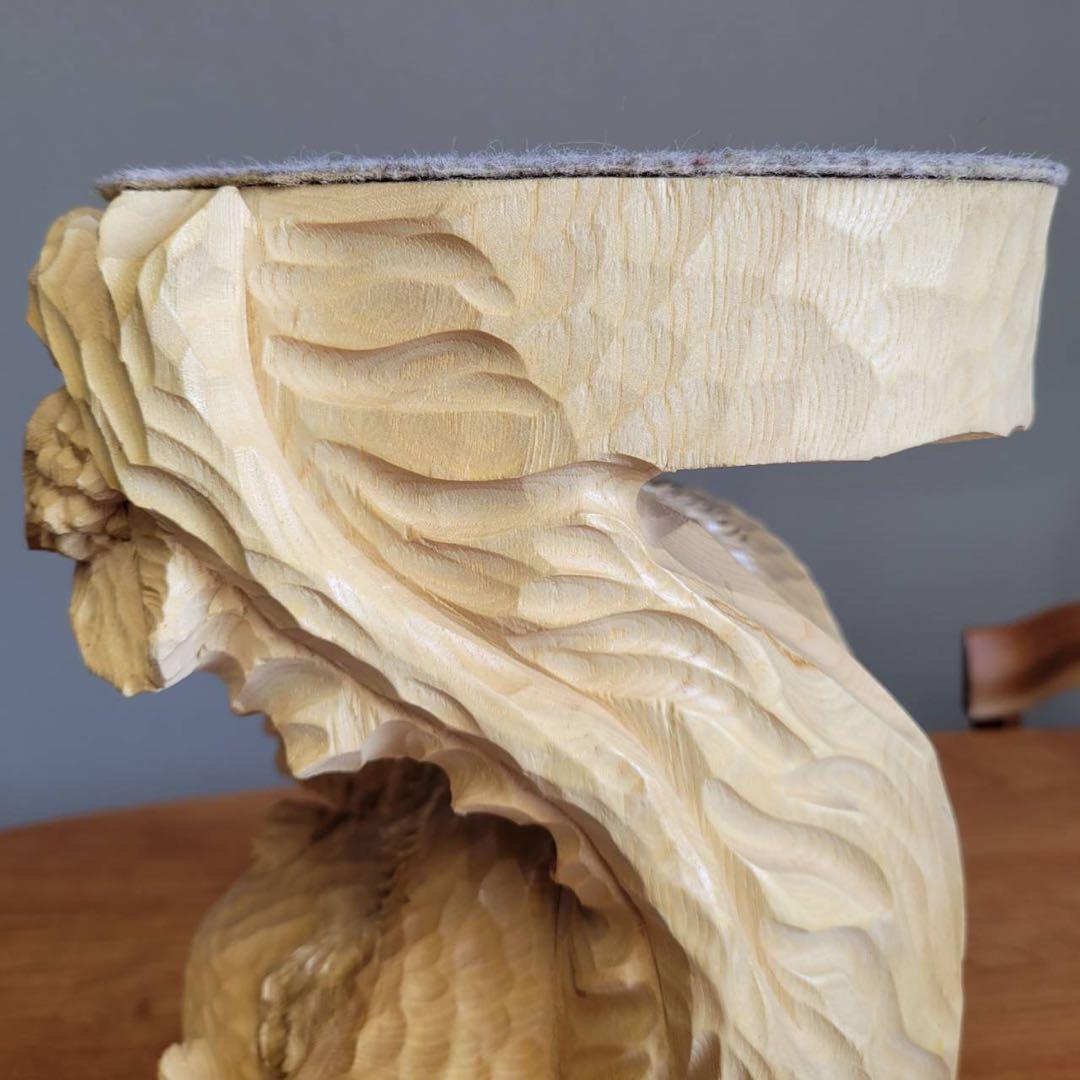 【匿名発送】木彫りの熊　親子熊　木工品　工芸品　置物　熊2匹　電話台　未使用