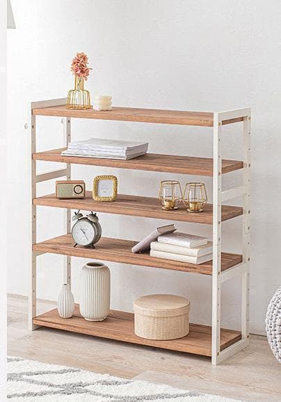 オープンシェルフ 棚 ラック シューズ 靴箱 収納 幅85cm 5段 ホワイト