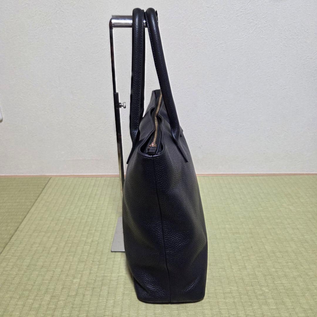 HushTag トートバック シボ革 レザー ネイビー A4 ビジネスバッグ