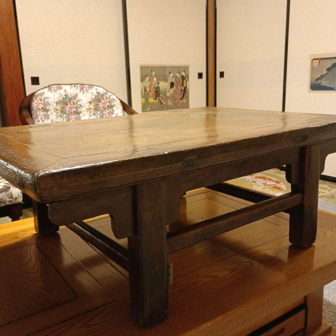 上海アンティークテーブル　木製座卓 ダークブラウン