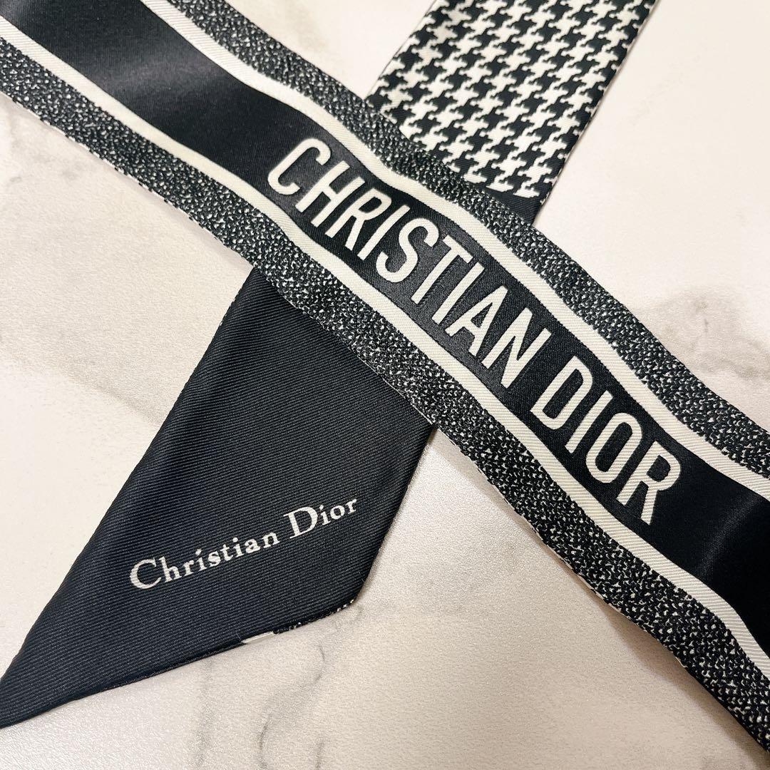 Christian Dior ミッツァ シルク ブラック千鳥格子・ 箱付き